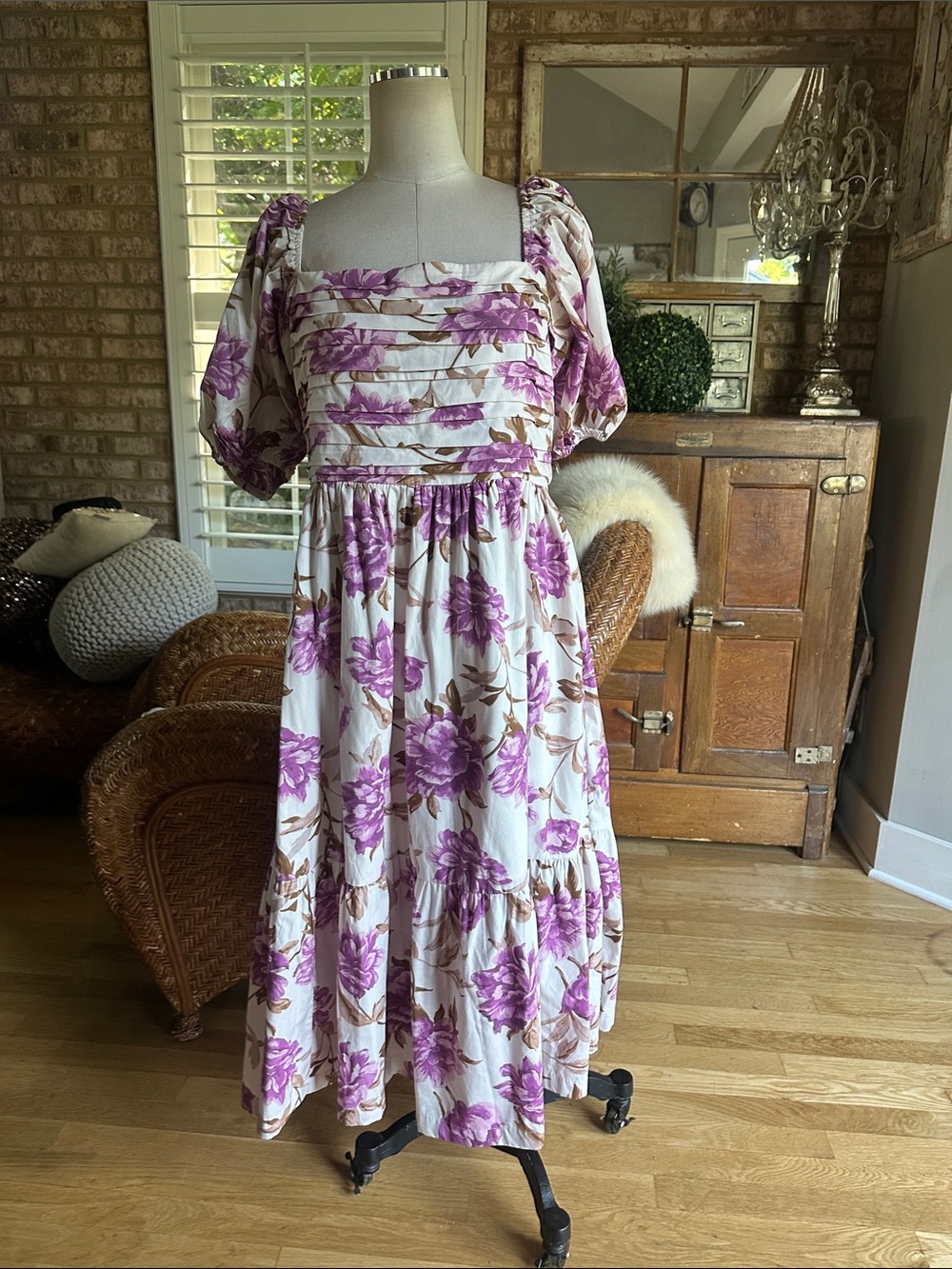 ABERCROMBIE & FITCH FLORAL MAXI DRESS LARGE EXCELLENT COTTAGECORE